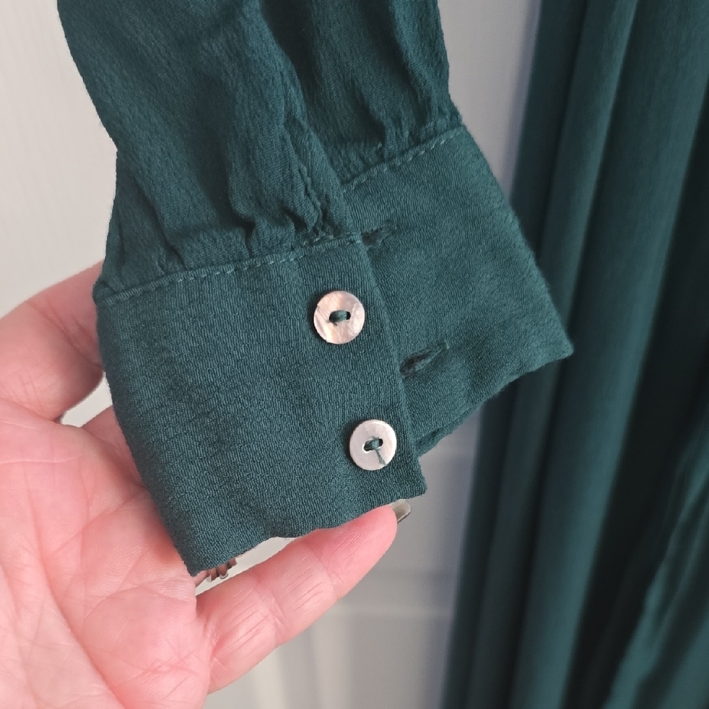 Vici Wrap Dress-Deep Green Long Sleeve - Picture 4 of 9